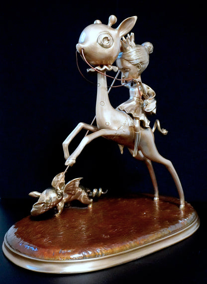 The Princess and the Prey Polished Bronze Sculpture