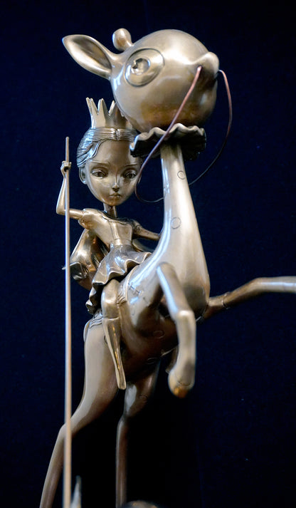The Princess and the Prey Polished Bronze Sculpture
