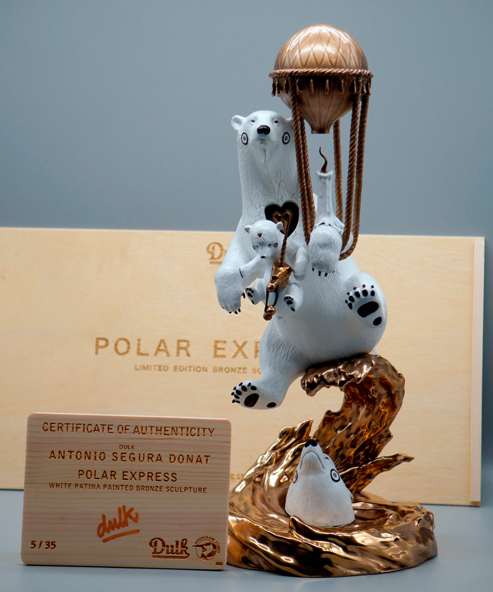 Polar Express White Patina Painted Bronze Sculpture - Ready to Ship