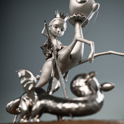 The Princess and the Prey Polished Bronze Sculpture