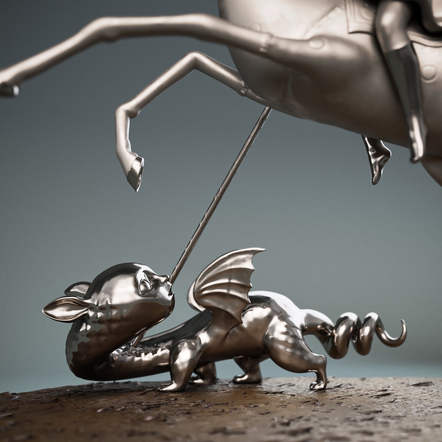 The Princess and the Prey Polished Bronze Sculpture