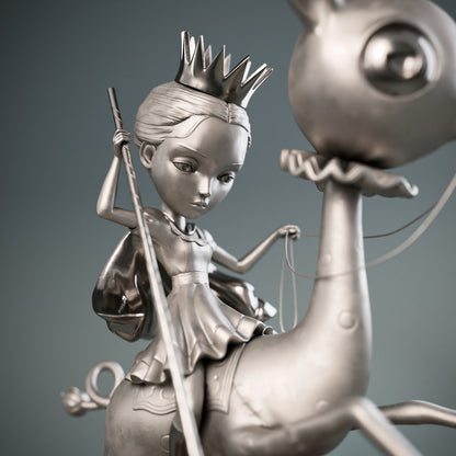 The Princess and the Prey Polished Bronze Sculpture