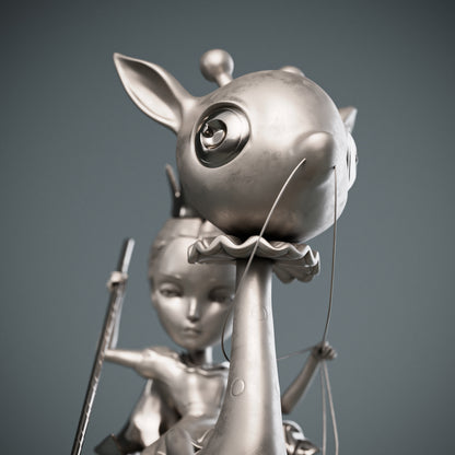 The Princess and the Prey Polished Bronze Sculpture