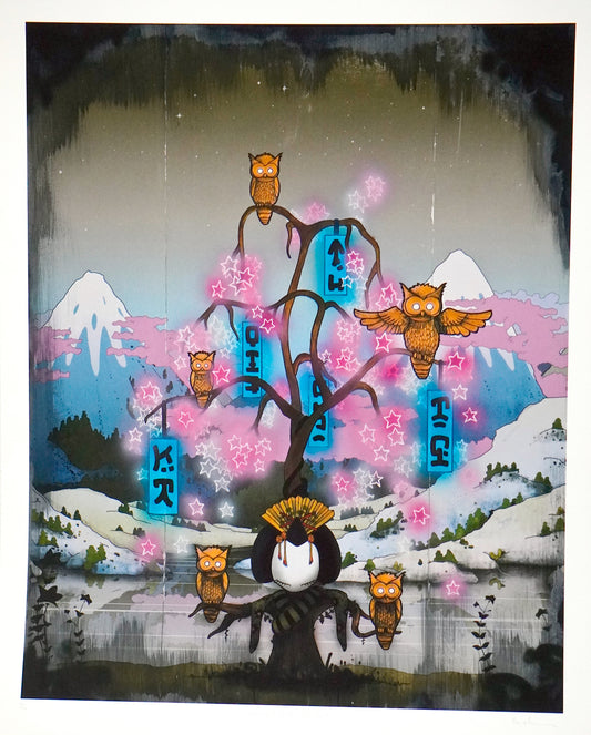 The Legend of Mimizuku Mountain Print by Tom Lewis